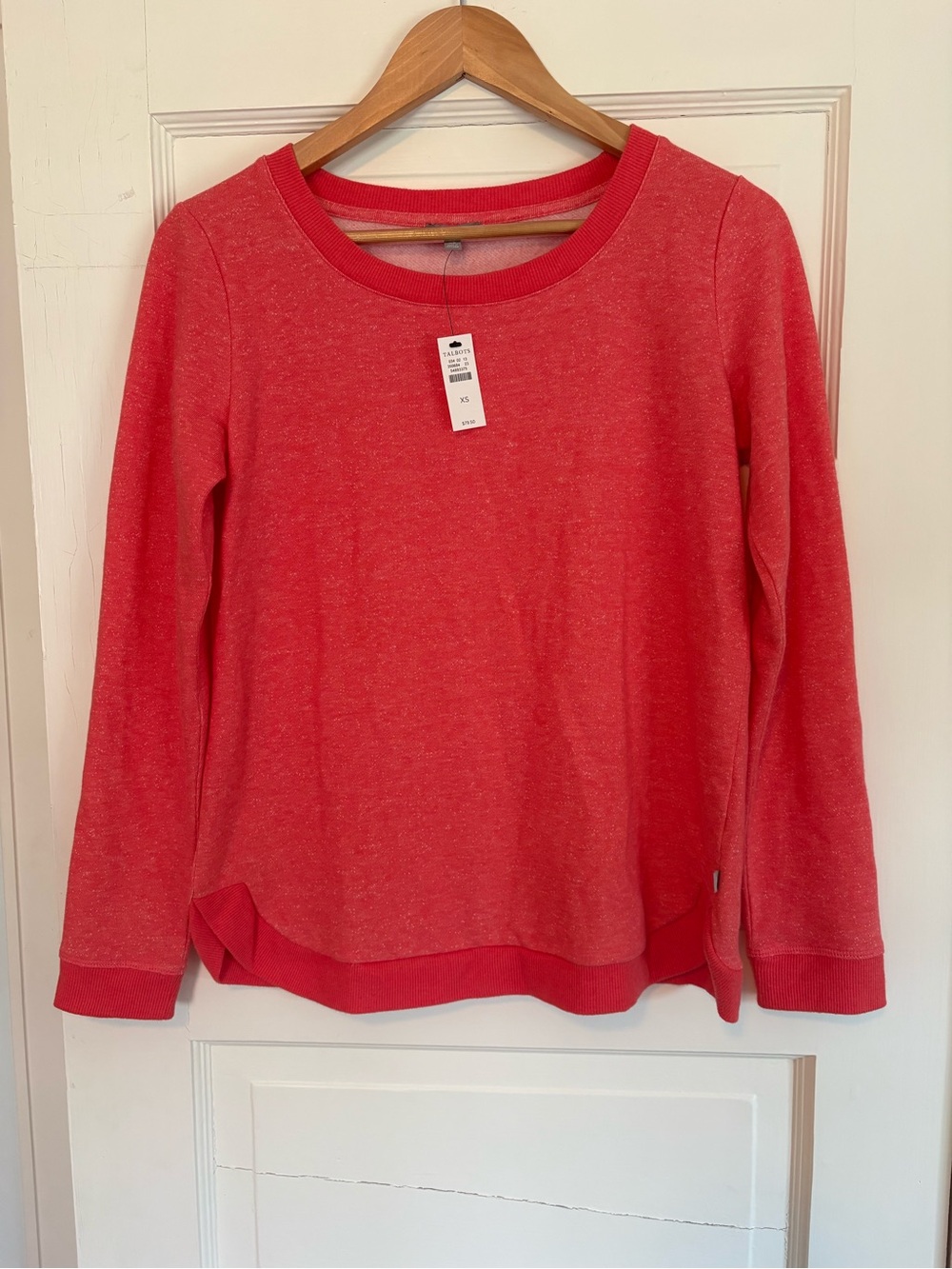 T By Talbots New Sweatshirt Orange XS. Cotton Blend. Colorful Fleece Lined Soft
